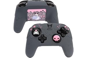 Kuitmor Lot de coques de protection antidérapantes en silicone souple pour manette Switch Pro avec 2 capuchons de pouce et 1 autocollant