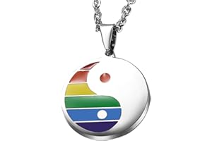 OIDEA Men's Women's Necklace with Pendant, Stainless Steel Tai Chi Yin and Yang Eight Trigrams Pendant with Chain Collar