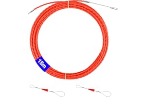 HUAMIRRA Sonda Elettricista 15 m, φ 4 mm Sonda Passacavi con Molla di Guida, Tiracavi Cavo, Estrattore Cavi per Elettricista, per la Posa di Cavi di Condotti Vuoti, Installazione di Cavo, Arancione