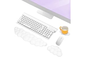Mardiko Wolk Handballenauflage Tastatur Maus Set, Weiche Gedächtnisschaum Handauflage Tastatur Maus mit Rutschfeste Unterlage, Ergonomisches Handgelenkauflage Tastatur Maus für Büro Heim Spiele, Weiß