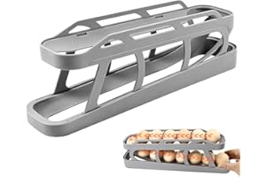 TEFOLA Almacenamiento de huevos para el frigorífico, soporte para huevos de doble fila con función de rodillo automático, para 12-24 huevos, (Gris, Anchura1)