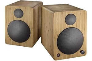 Wavemaster CUBE MINI bamboo - Regallautsprecher-System (36 Watt) mit Bluetooth-Streaming, Digitalanschluss und IR-Fernbedienung, Aktiv-Boxen, Nutzung für TV/Tablet/Smartphone, Bambus (66372)