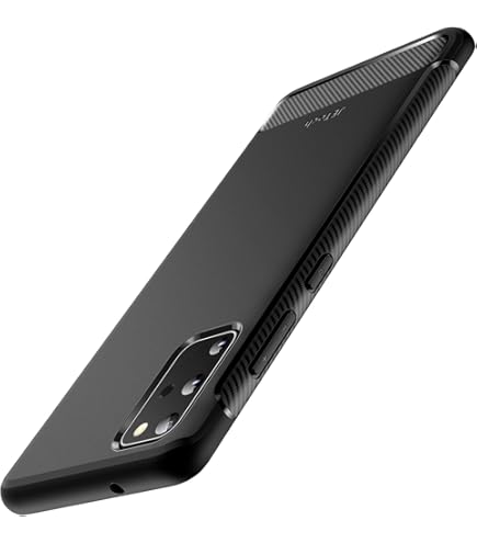COPHONE® - Cover Nero Compatible Samsung Galaxy S20 ULTRA in Fibra di Carbonio, Antiscivolo. Custodia Galaxy S20 ULTRA Silicone Molle Black, Anti-Urto