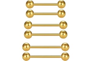 LONGITA 16G 6 Piezas Piercing Lengua Anillos Pezon Anillos Piercing Industrial Barras Acero Inoxidable Hombre Mujer Piercing Barbell 14-18mm Piercing Joyería