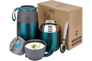 LOGEEYAR Boîtes Alimentaires Isothermes Set 500ml+700ml, Boîte Isotherme Repas Chaud en Acier Inoxydable avec Cuillère, Thermoisolant Boîte Récipient Thermique sans BPA pour Ecole Bureau(Violet Rouge)