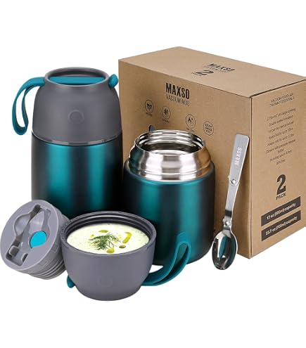 Thermoskanne Für Speisen 500 Ml – Vakuumisoliert Mit Löffel & Beutel