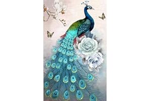 SZJYG 5D DIY Diamond Art Painting Kits for Adults Kids, Full Drill Peacock Embroidery Cross Stitch Crafts Pictures, Canvas Crystal Rhinestone Paints for Home Wall Decor-30x40cm