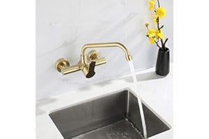 SJQKA Rubinetti Da Muro Miscelatore A Muro Girevole A 360 ° Rubinetto Cucina A Muro Acciaio Inossidabile Acciaio Inossidabile 304 Per Uso Alimentare Rubinetto A Muro D'oro