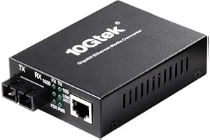 10GTEK Gigabit Ethernet Fiber Media Converter with a Built-in 1Gb Multimode SC Transceiver, 10/100/1000M RJ45 to 1000Base-SX, up to 550m, with a British Power Adapter