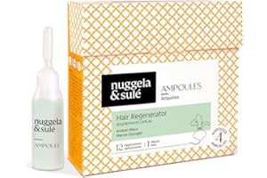 Nuggela & Sulé Ampollas Regenerador Capilar. Con activos que aumentan la densidad y el grosor del cabello. Ideal para zonas despobladas. Tratamiento. 4 x 10 ml