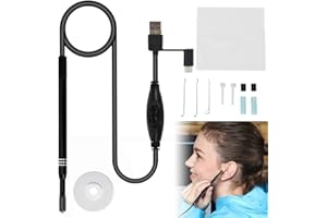 MIULINE 5.5mm Otoscope Oreille Endoscope, 1080P HD 3 en 1 Caméra d'oreille Outil de Nettoyage, cuillères d'oreille WIFI sans Fil Visibles, avec 6 LED Réglables, convient Android
