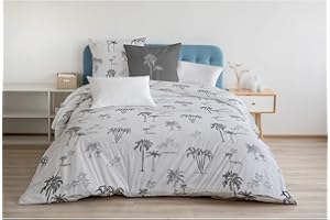 HOME LINGE PASSION Home Passion | Poszwa na kołdrę - 3 sztuki | 100% bawełna - 57 nitek | 2 osoby - 240 x 260 cm | TINGHIR - biały i szary