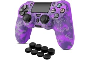 TNP PRODUCTS TNP Controller Hülle für PS4, Controller Grip Case für Sony Playstation 4 Wireless Controller, aus Silikon und Gummi, Spielzubehör mit rutschfeste Kappen für PS4 Thumbsticks, Camo Mosaik Lila