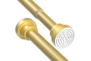 AIZESI Shower Curtain Pole 79-195cm Extendable Curtain Poles No Drilling Gold Tension Rods For Curtains Telescopic Shower Curtain Rail For Bathroom Bedroom Window Closet