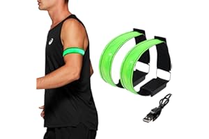Tomedeks 2 Piezas Brazalete LED Recargable, Banda Reflectante Running, Brazalete Reflectante para Correr, Senderismo y Ciclismo