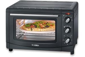 SEVERIN TO 2068 Forno Elettrico 20 L da 1500W con 4 modalità di cottura, Forno elettrico ventilato con timer da 60 minuti, luce e temperatura fino a 230° e spiedo girarrosto, Nero