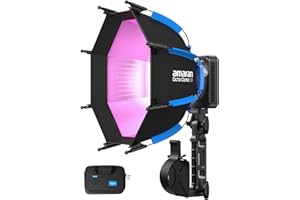 amaran Rayon RGB COB Light, Lampe de Studio Portable pour Photographie, Youtube, Tiktok, Enregistrement, Mariage, Film, vlog, Streaming en Direct, réunion, Bureau à Domicile (Ray 60c)