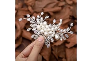 Vakkery Pettine per capelli da sposa con perle in argento, accessori per capelli da sposa per donne e ragazze