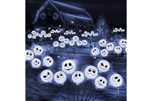 CHARFIA Halloween Decorations Outdoor, 2PCS 8LED Scary Halloween Lights Swaying Solar Garden Lights Outdoor Waterproof, Path Lights Halloween Party Lights Decorative Lights, Halloween Decor (Cool white)