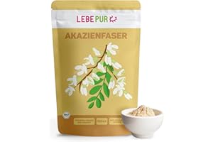 ‎LEBEPUR Lebepur BIO Akazienfasern vegan 500g, 90% Ballaststoffe, geschmacks- und geruchsneutral, Akazienfaser Pulver, glutenfrei, ohne Zusatzstoffe, hoher Ballaststoffgehalt mit 90g pro 100g