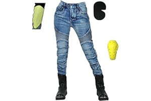 HOMDECR Womens Motorcycle Trousers,Waterproof Ladies Motorbike Protective Coated Pants Armoured Riding Motocross Stretch Racing Jeans with 4 Removable Armour