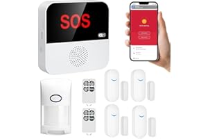 WIOONI Alarmanlage 8-teilig, Einbruchalarm, 4 Sensoren für Fenstertüren und 2 Fernbedienungen und 1 Durchgangsmelder – Fensteralarm mit erweiterbarer App für Haus, Wohnmobil, Wohnung, Garage, Büro