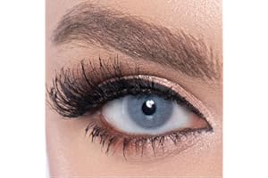 FAMELENSES LA' BELLA farbige Kontaktlinsen PIXIE GRAY (Dioptrien -0.00) – MILANO SERIE, stark deckende Monatslinsen für 3 Monate, intensiv Grau-Blaue Farblinsen, perfekt für dunkle Augen