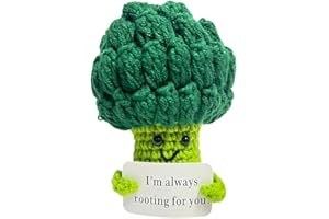 NyaSaa Positive Doll Funny Broccoli, Soft Knitted Wool Broccoli Doll with Positive Card, Positive Gifts for Women Boys Girls Friends Party Decoration Encouragement - Broccoli