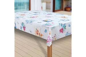 ‎LARO laro Wachstuch-Tischdecke Abwaschbar Garten-Tischdecke Wachstischdecke PVC Plastik-Tischdecken Eckig Meterware Wasserabweisend Abwischbar |70|, Muster:Schmetterling Farfalle, Größe:80x80 cm