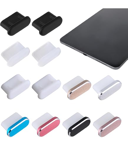 USB-C Staubschutz Set – 12 Stück (6 Aluminium + 6 Silikon) Für Smartphone & Tablet