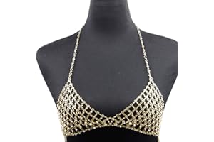 KLOVA Sexy Soutien-Gorge chaînes Cristal Taille chaîne Strass Corps chaîne Haut de Bikini Soutien-Gorge chaîne Or Corps Bijoux pour Femmes et Filles