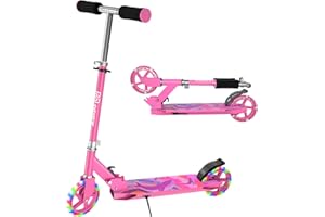 IMMEK Patinete para Niños de 2 Ruedas, Patinete Niño Plegable, Rueda PU de Flash LED, Patinetes con Altura Ajustable, hasta 80 Kilogramos de Peso Máximo, Adecuado para Niñas y Niños Mayores de 4 Años