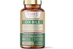 TIME HEALTH Ox Bile Acid Salts - 125mg x 120 Capsules - Premium Grass Fed Source - Gallbladder Support - Ultra Pure Pharmaceutical Grade - UK Made - GMP - Additive Free
