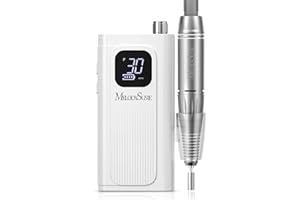 MelodySusie Cordless Electric Nail Files, SC300F Professional Rechargeable Nail Drill 30000 RPM, Portable E File Kit for Acrylic Gel Nails Manicure Salon Home, White