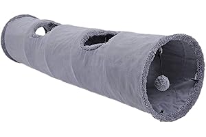 WOOLUCK tunel duży zabawny szelkowy tunel z piłką, skladany jaskinia dla kotów i innych zwierząt (2 jaskinie 130 x 30 cm)