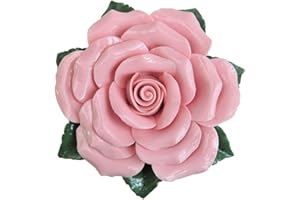 1 Rose céramique rose - Ø environ 12 cm - Décoration de fleur pour Maison ou Jardin - Cadeau - Fleur de Funéraire - Composition de Fleur Tombe - Fleur de Cimetière - imperméable