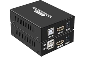 XYKJOBC Prolunga HDMI KVM 60 m su Cat5e Cat6 1080p HDMI USB KVM Transmit con loop Out Supporto USB Tastiera Mouse Estensione
