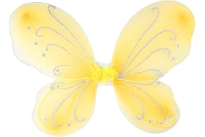 NENJINDZ Fate, ali da ragazza, ali di angelo, per adulti, per ragazze, ragazze, ragazze, ragazze, fate, principessa, ali di Pasqua, costume da fata, ali di Halloween (giallo)