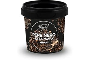 BEMBO QUALITÀ D'AUTORE Pepe Nero Sarawak in Grani 70 g - Spezia Naturale e Aromatica - Priva di Glutammati, Antiaddensanti, Coloranti - Confezione anti-luce e anti-ossidazione.