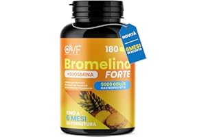 PARAFARMACIA, ORGANIC VITAMINS & FOOD OVF Bromelina Forte con Diosmina 180 Capsule, Drenante Forte 5000 GDU/g, Drenante Gambe, Ritenzione Idrica Gambe, Microcircolo e Circolazione Gambe - Made in Italy
