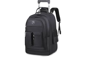 FANDARE Biznesowy plecak na kółkach, bagaż podręczny, walizka na laptopa o przekątnej ekranu 15,6", torba podróżna, do szkoły i pracy, czarny
