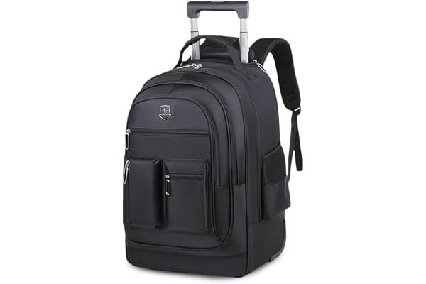 FANDARE Affärsvagn Med Hjul, 15,6 Tum Laptop Ryggsäck, Resväska för Män, Handbagage för Skola och Arbete, Svart, L
