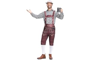 Générique Oktoberfestkostym för män, ölfestivalkostym, rutig skjorta, hängslen, overall, sommarfestdräkt