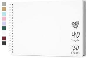 Hiwhy Album de Scrapbooking 28 x 20,5 cm Avec Papier Kraft à Couverture Rigide, Album Photo de 20 Feuilles, Album Mémoire pour Famille, Mariage