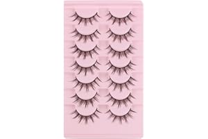 Oreola Manga Lashes naturalny wygląd Wispy Spiky Lashes 7 par azjatyckich sztucznych rzęs 3D, skrzyżowane rzęsy anime, wyglądają jak pojedyncze rzęsy