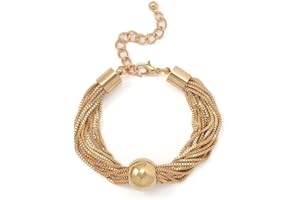 Clataly Chunky Sphere Pendant Necklace Exaggerated Multi-layer Statement Necklace Bracelets Thick Chains Jewelry for Women Girls
