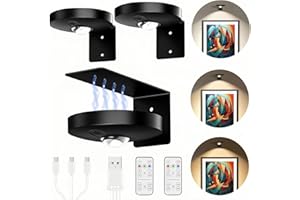 Laliled Bilderleuchte Kabellos,Dimmbar LED Bildbeleuchtung mit Fernbedienung und Timer,Magnetisch Bilderlampe Picture Light Wiederaufladbare Wandlampe mit 3 Farbtemperaturen