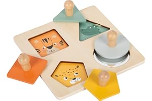 small Foot Montessori Setzpuzzle Formen und Motive, Robustes Puzzle aus FSC® 100%-zertifiziertem Holz, für Kinder ab 12 Monaten, 12769