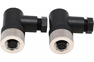 Eonvic M12 Connettore femmina a 4 pin, connettore circolare industriale ad angolo retto da 12 mm A, sensore cablabile per montaggio sul campo senza shiled IP67, 250 V, 4 A, CA/CC, 2 pezzi