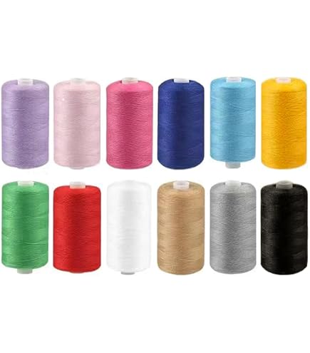 Pocket 12x Polyester Sewing Thread Reel Spools – 32 Metres Each – Mixed Assorted Colours